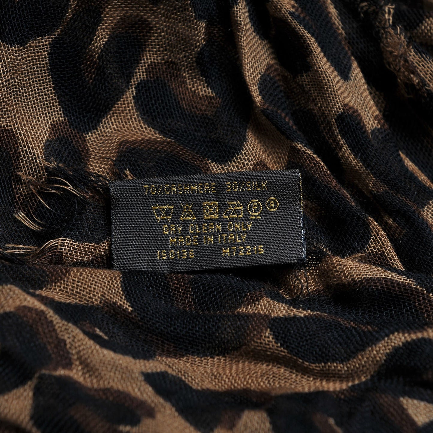Cashmere Silk Leopard Etole Stole Marron