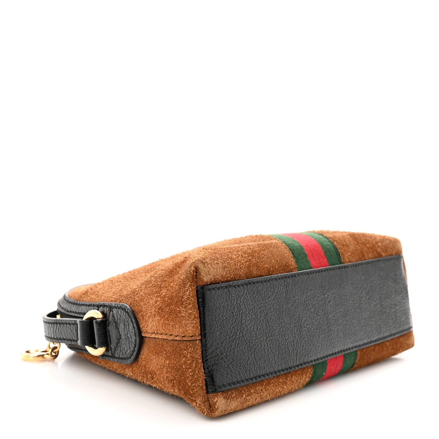 Suede Patent Web Small Ophidia Dome Shoulder Bag Nocciola Black