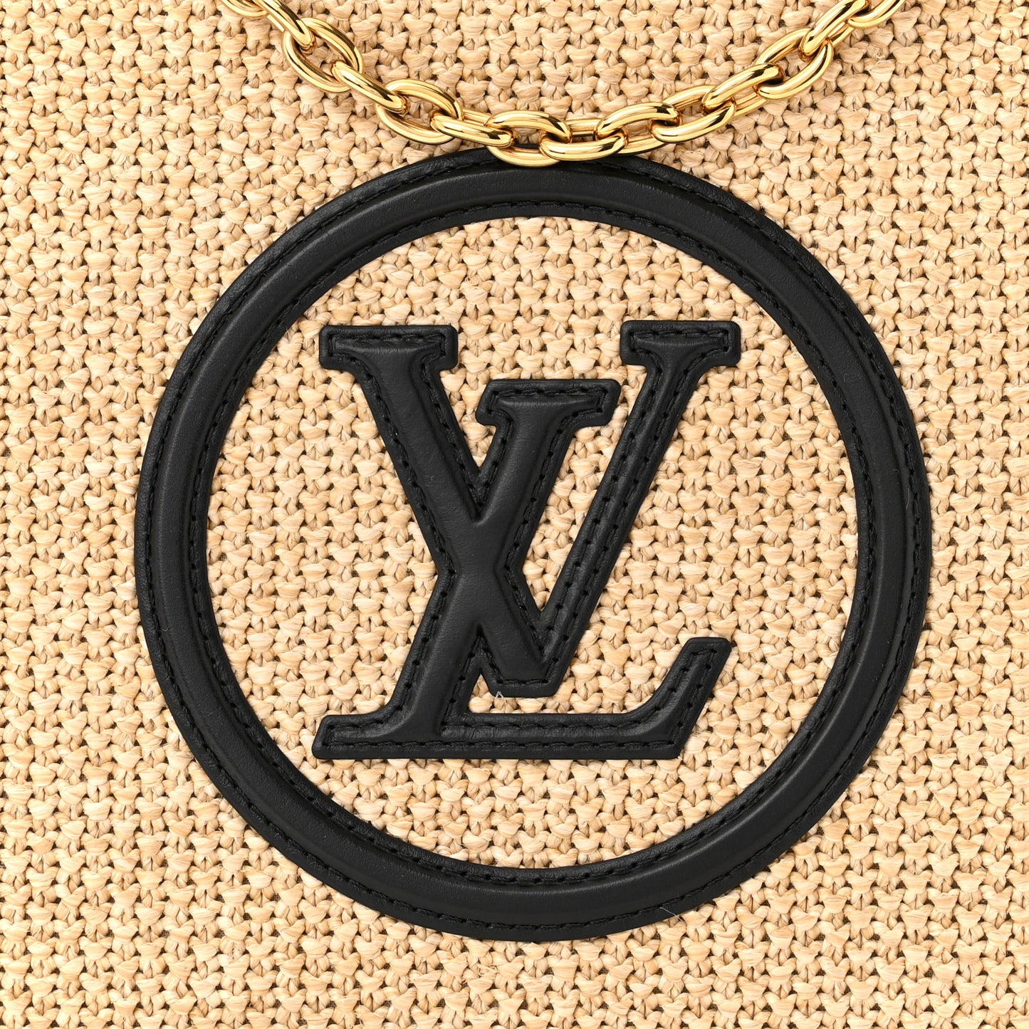 Raffia Calfskin Monogram Giant Pouch