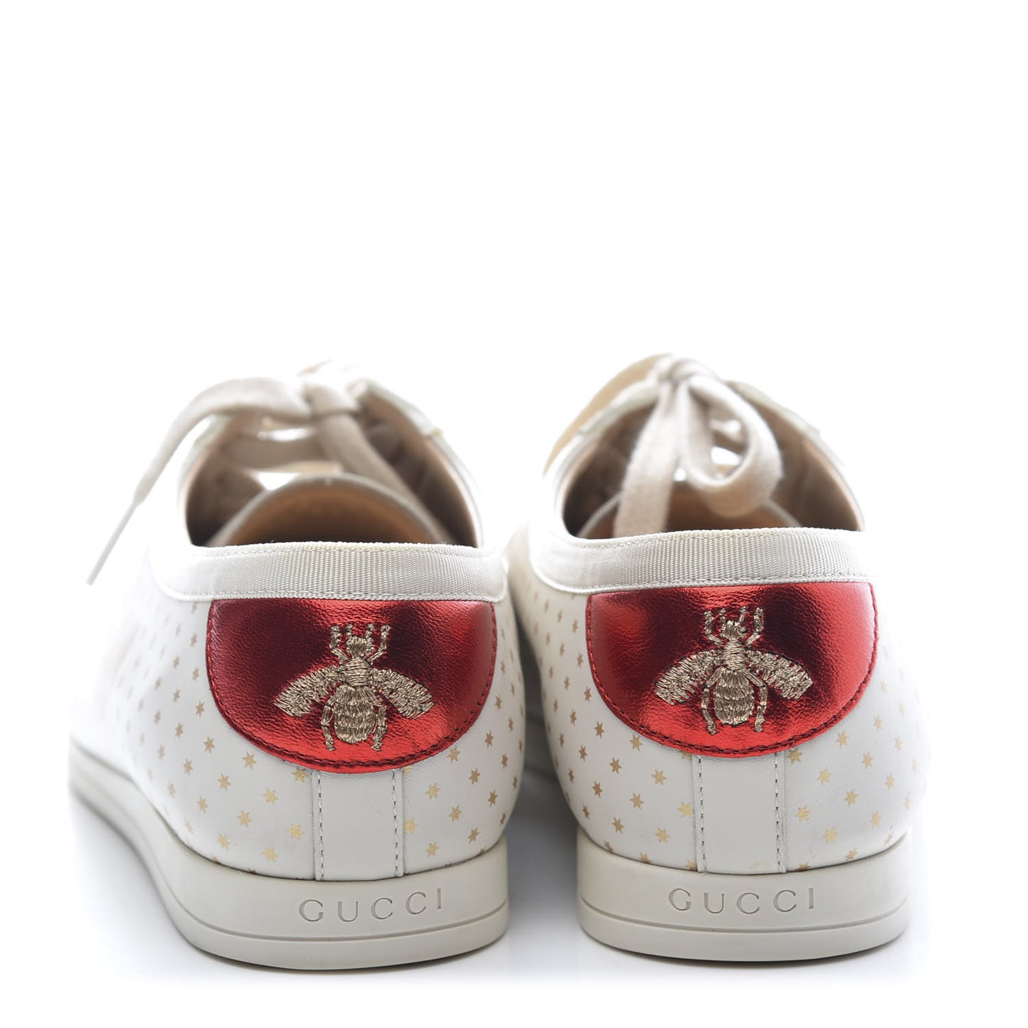 X SEGA Calfskin GUCCY Stars Womens Falacer Sneakers 37 White