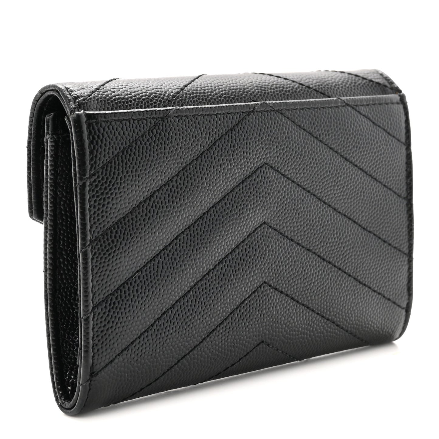 Grain De Poudre Matelasse Chevron Small Monogram Envelope Wallet Black