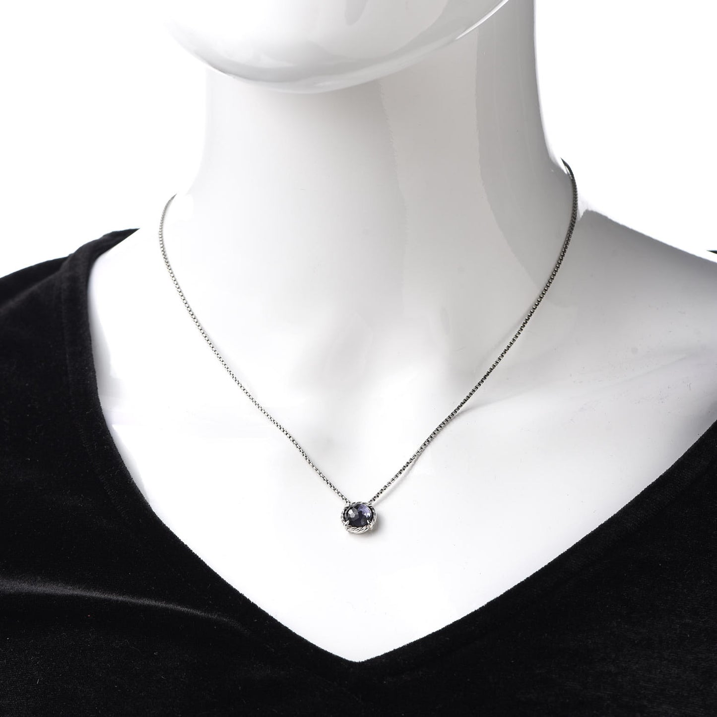 Sterling Silver Black Orchid 8mm Petite Chatelaine Pendant Necklace