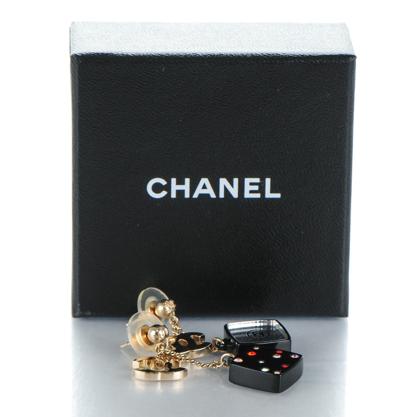Mirror CC Drop Earrings Multicolor Gold