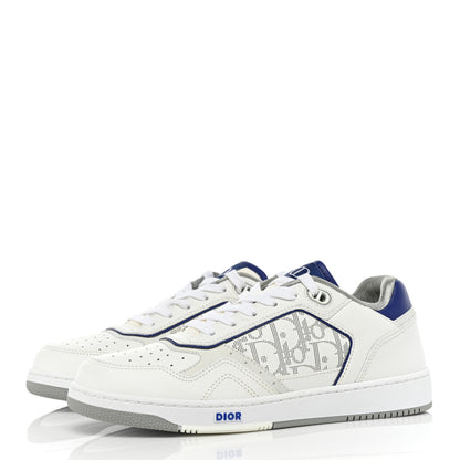 Christian Dior Smooth Calfskin Oblique Galaxy Perforated Mens B27 Low Top Sneakers 40 White Blue 3 of 11