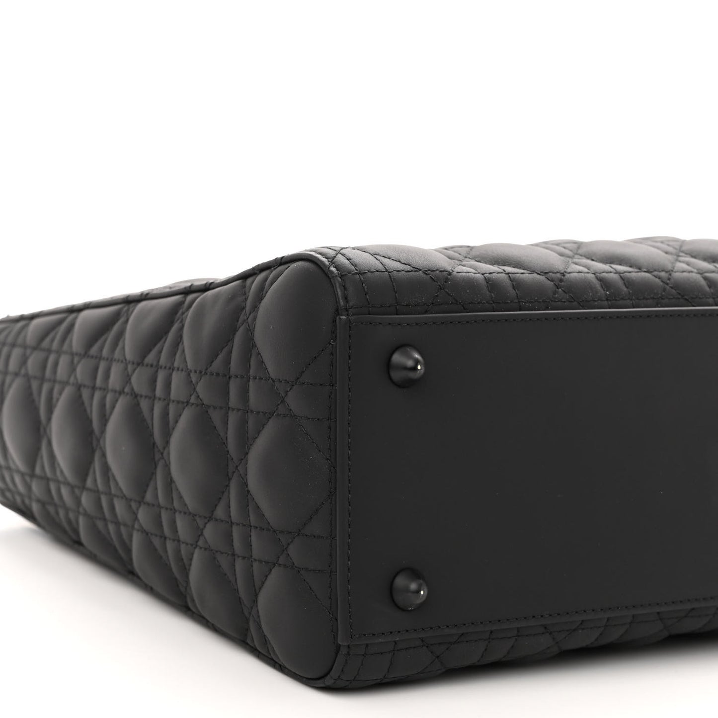 Ultra Matte Calfskin Cannage Large Lady Dior Black