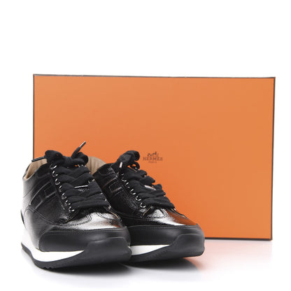 Hermes Patent Epsom Calfskin Trail Sneakers 35 Black 8 of 8