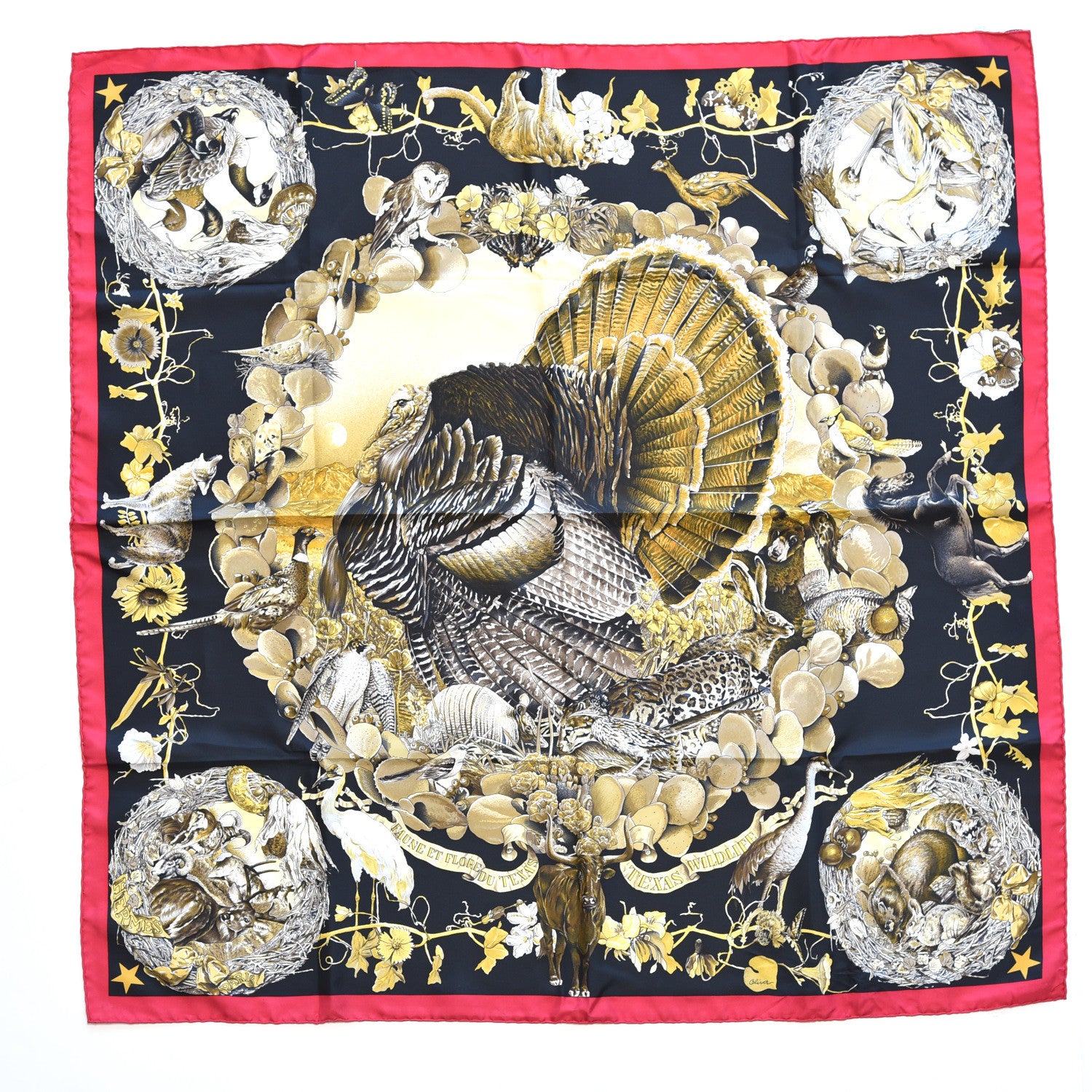 Hermes Silk Faune Et Flore Du Texas Scarf 90 1 of 12