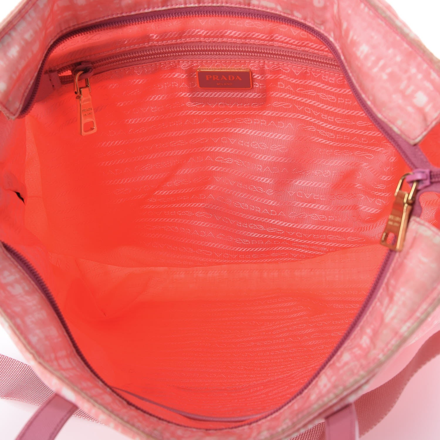 Prada Tessuto Nylon Saffiano Plaid Tote Bag Pink 5 of 10