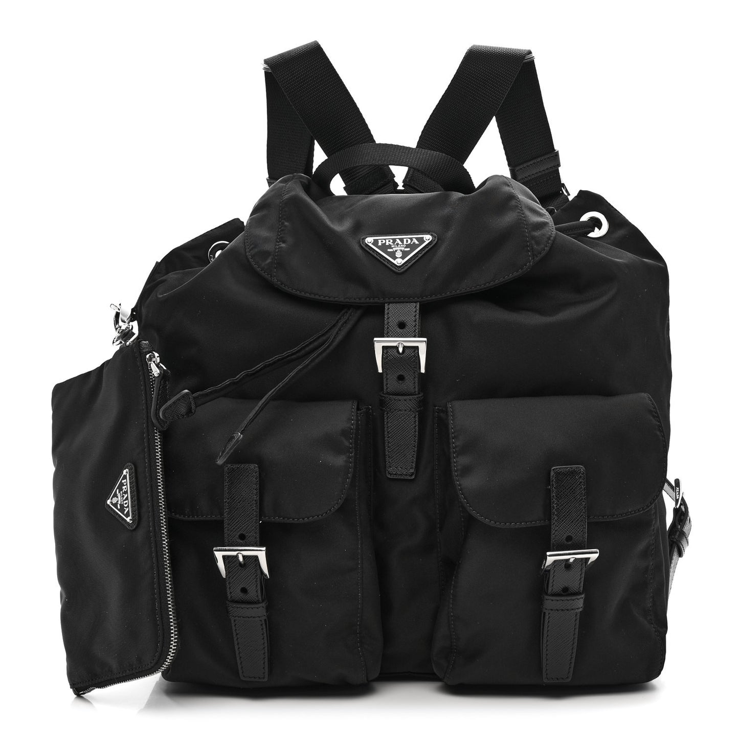 Tessuto Nylon Saffiano Medium Backpack Black