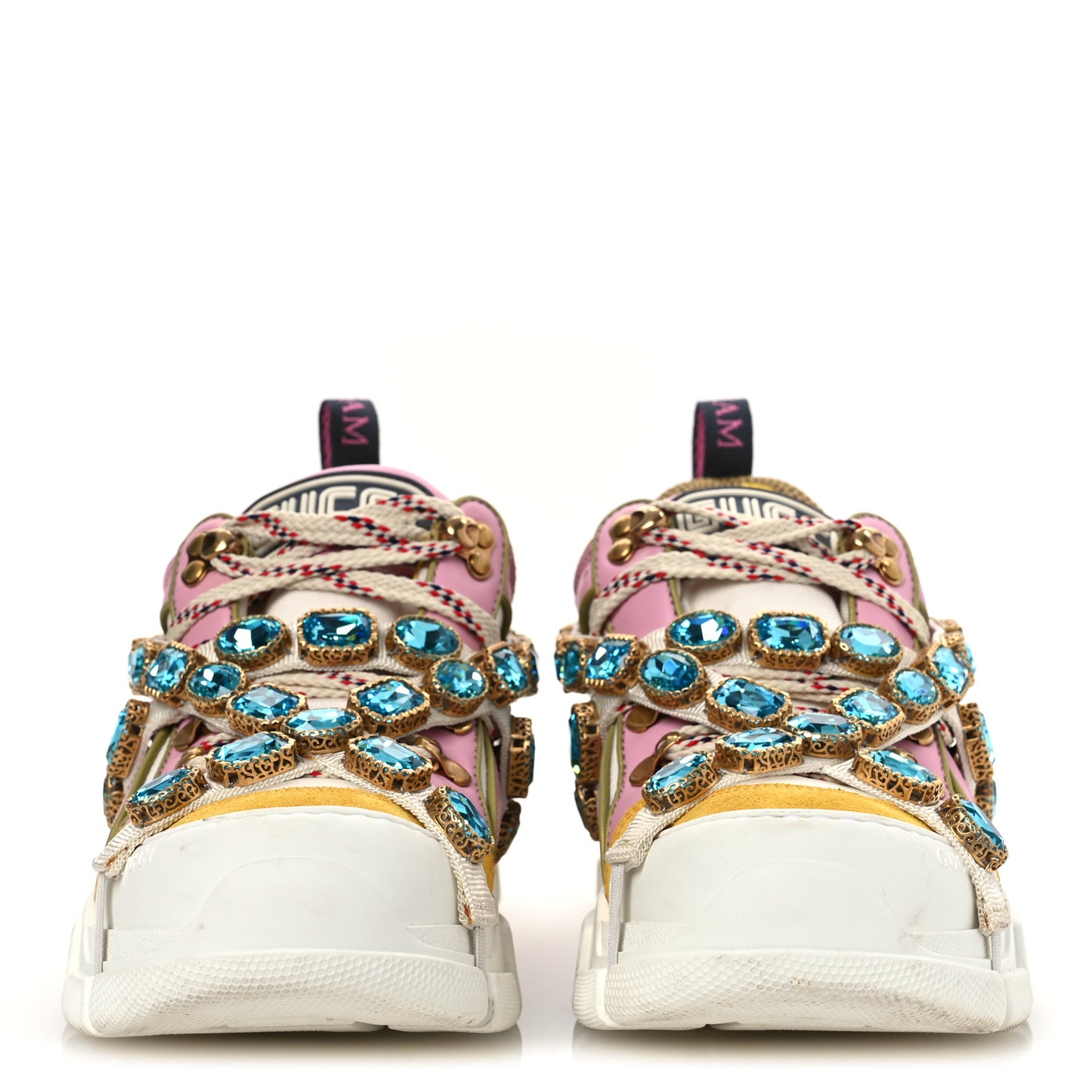X SEGA Nylon Calfskin Suede Removable Crystals Flashtrek Sneakers 38.5 Great White Crop Soft Pink