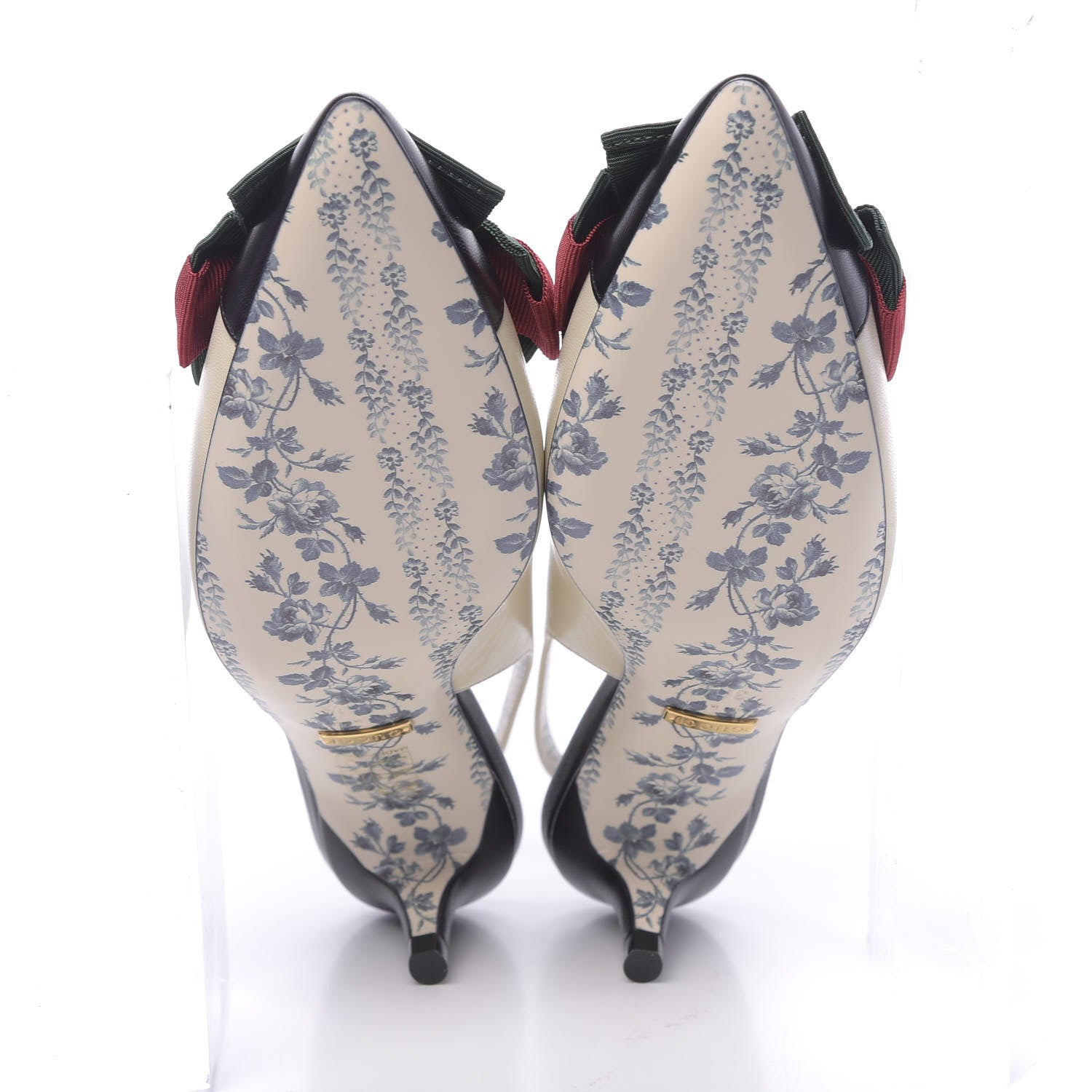 Gucci Malaga Kid Web Bow Jane Low Heel Slingback Pumps 35.5 Off White 5 of 9