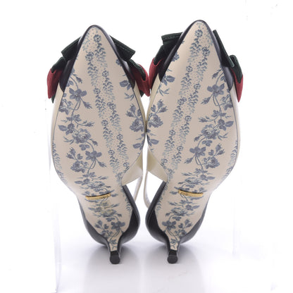 Gucci Malaga Kid Web Bow Jane Low Heel Slingback Pumps 35.5 Off White 5 of 9