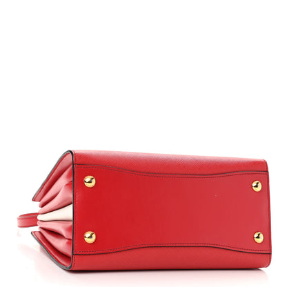 Prada Saffiano City Calfskin Small Bibliothèque Top Handle Rosso White 4 of 9