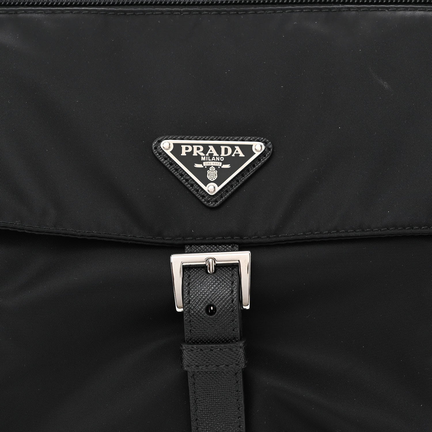 Prada Re-Nylon Vela Saffiano Pocket Single Buckle Messenger Shoulder Bag Black 10 of 12