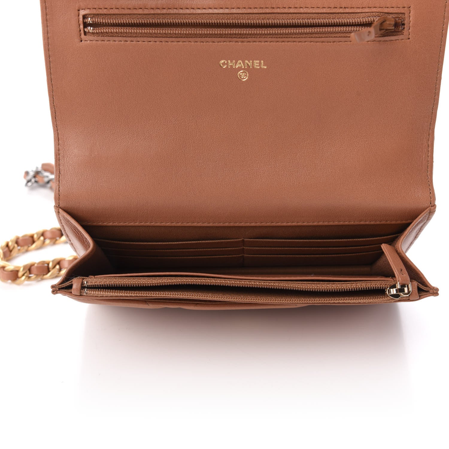 Chanel Lambskin Quilted 19 Wallet On Chain WOC Brown 5 of 10