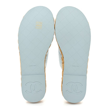 Chanel Terry Cloth CC Thong Sandals 40.5 Light Blue 5 of 9