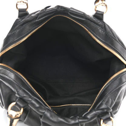 Valentino Garavani Lambskin Metallic Snakeskin Small Petale Dome Black Gold 4 of 9