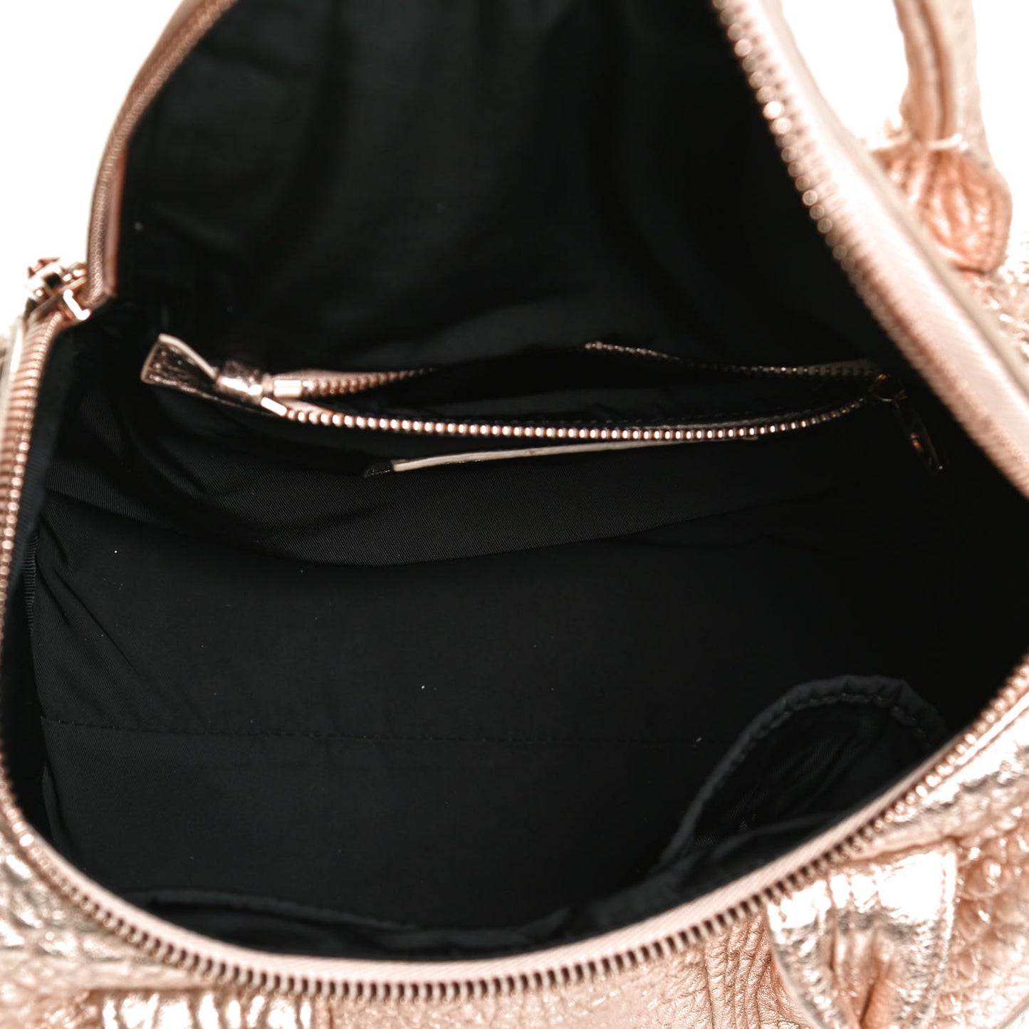 Metallic Pebbled Lambskin Rockie Rose Gold Hardware