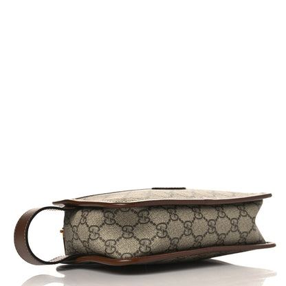 Gucci GG Supreme Monogram Textured Calfskin Retro Interlocking G Travel Pouch Beige Ebony Brown Sugar 4 of 9