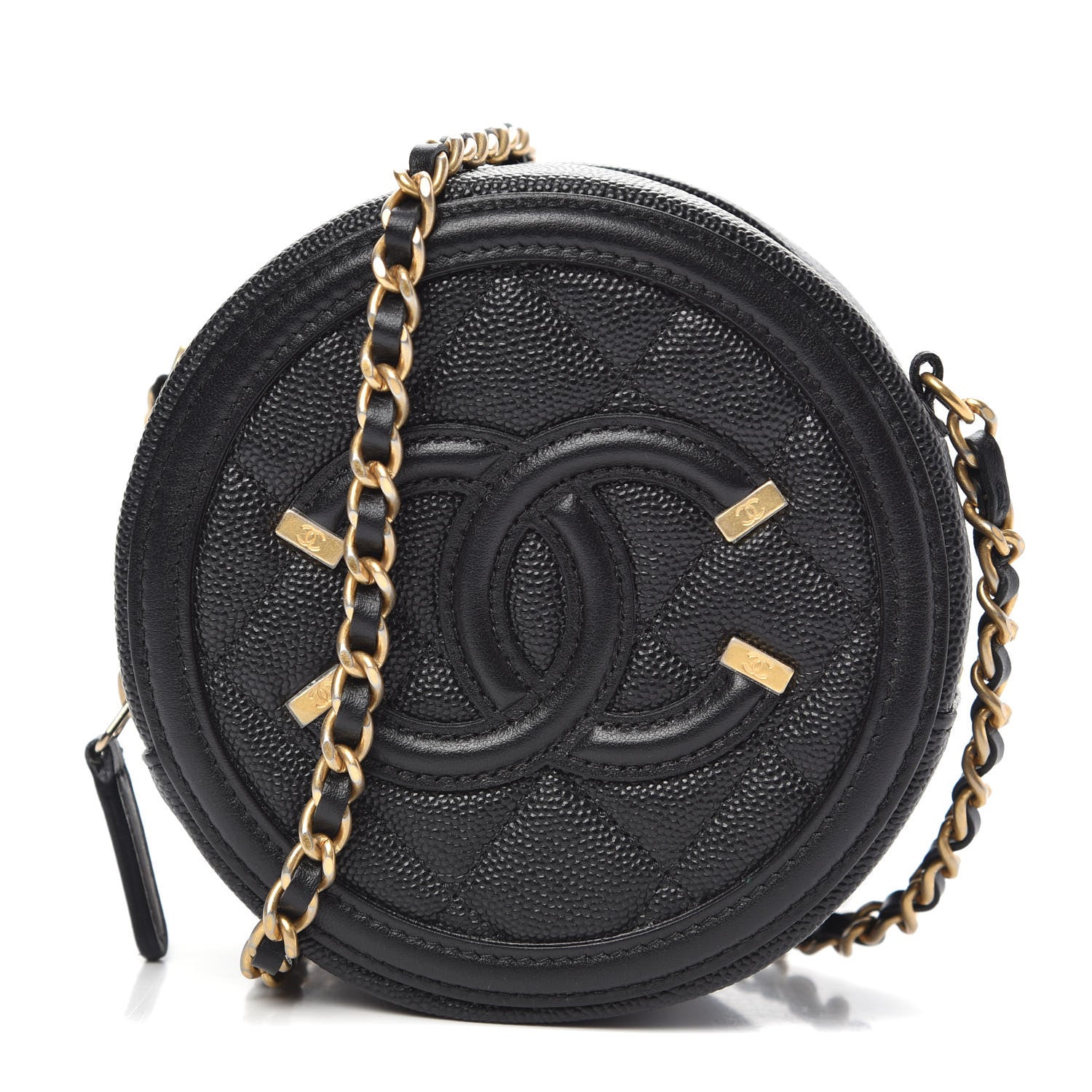 Chanel Caviar Quilted Round Filigree Crossbody Black 1 of 10