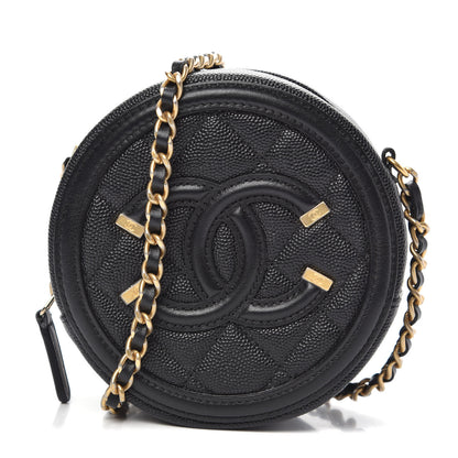 Chanel Caviar Quilted Round Filigree Crossbody Black 1 of 10