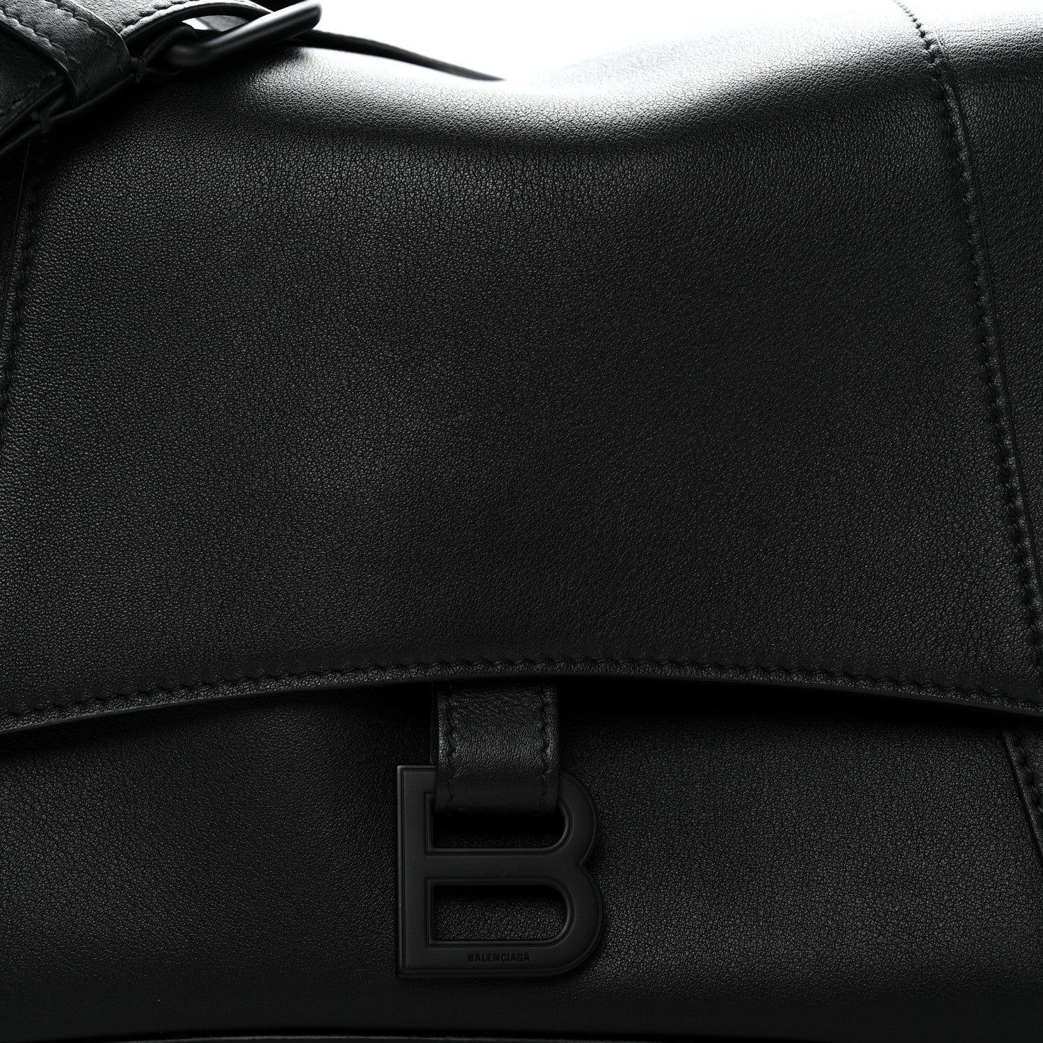 Balenciaga Grained Calfskin Monochrome M Downtown Shoulder Bag Black 6 of 12