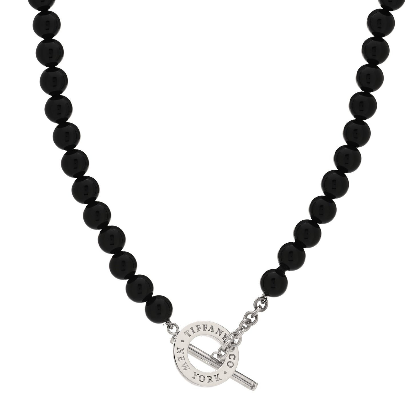 Sterling Silver Black Onyx Bead Toggle Necklace