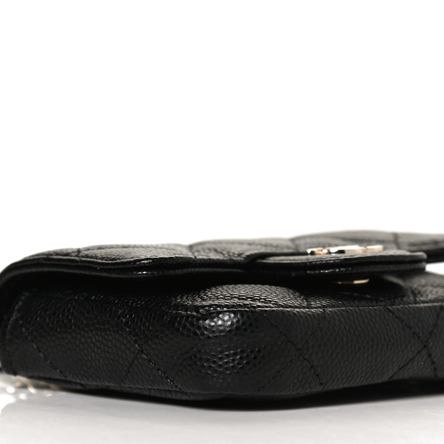 Caviar Quilted Mini Chain Belt Bag Black