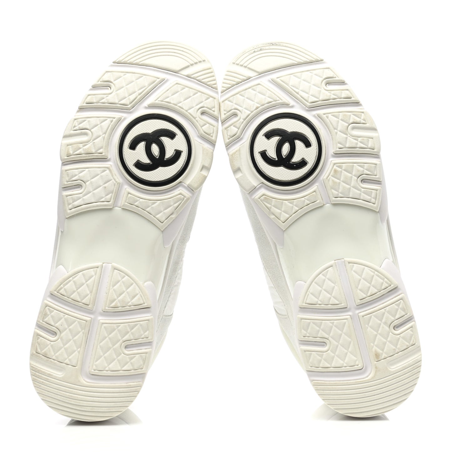 Suede Calfskin Fabric CC Sneakers 38.5 White