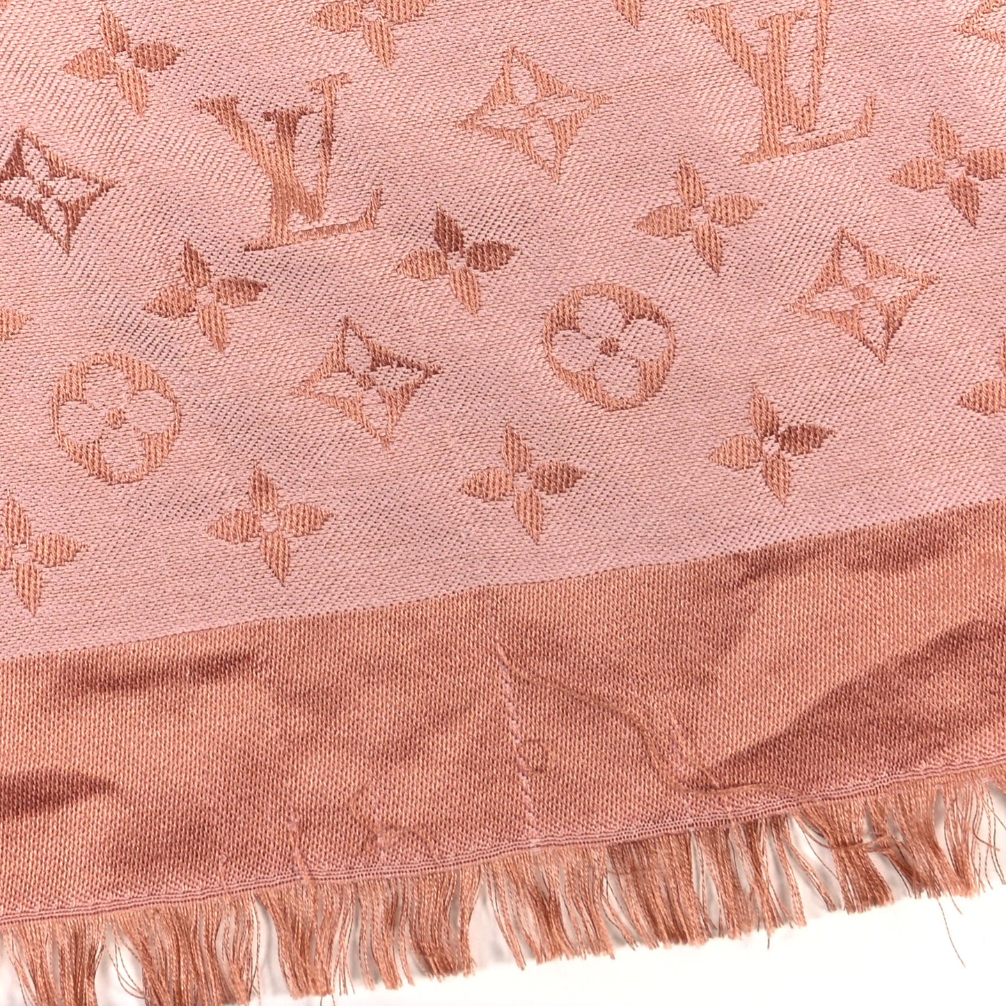 Silk Wool Monogram Denim Shawl Beige Pink