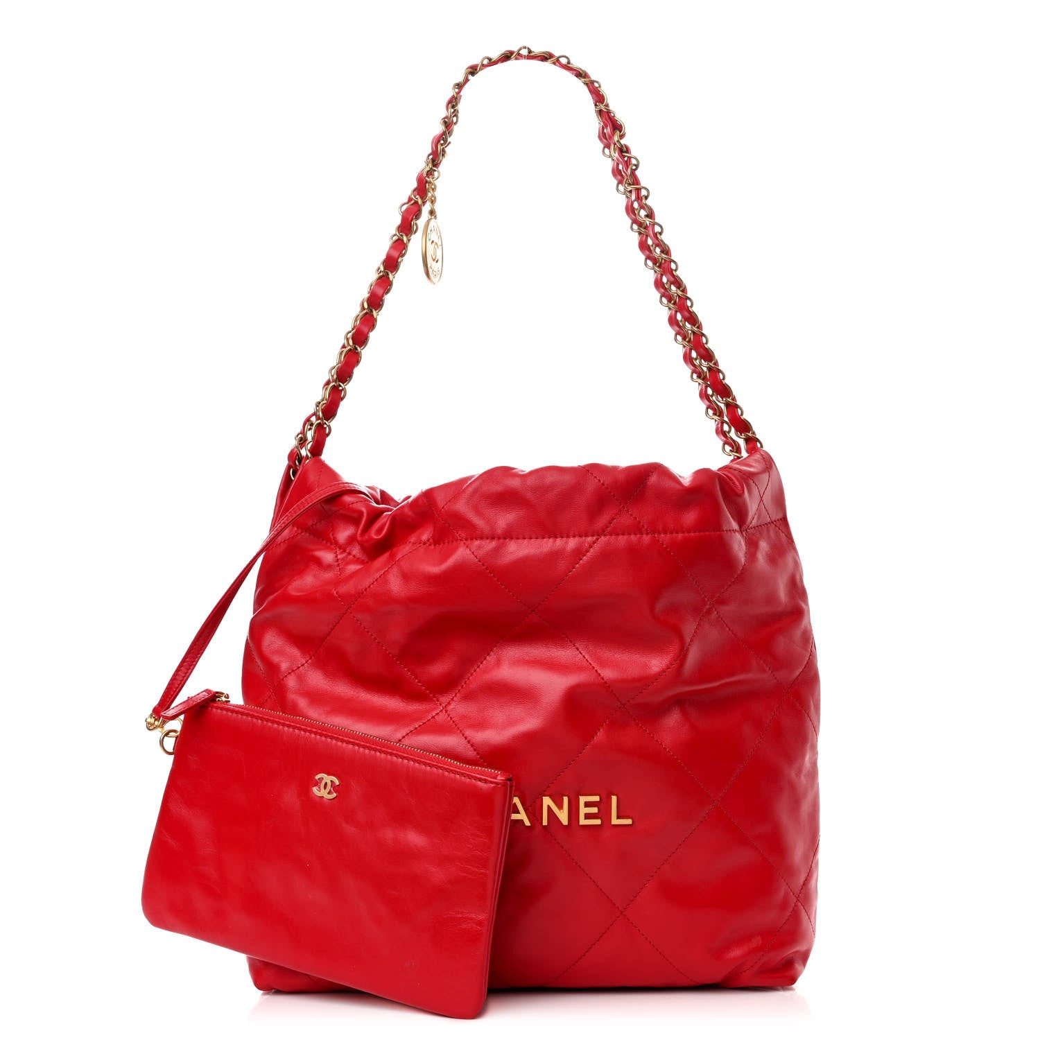 Chanel Shiny Calfskin Quilted Small Chanel 22 Red 3 of 11