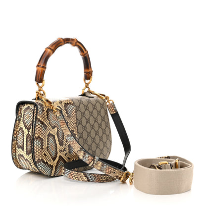 Gucci GG Supreme Snakeskin Medium Bamboo 1947 Top Handle Bag Beige 3 of 10