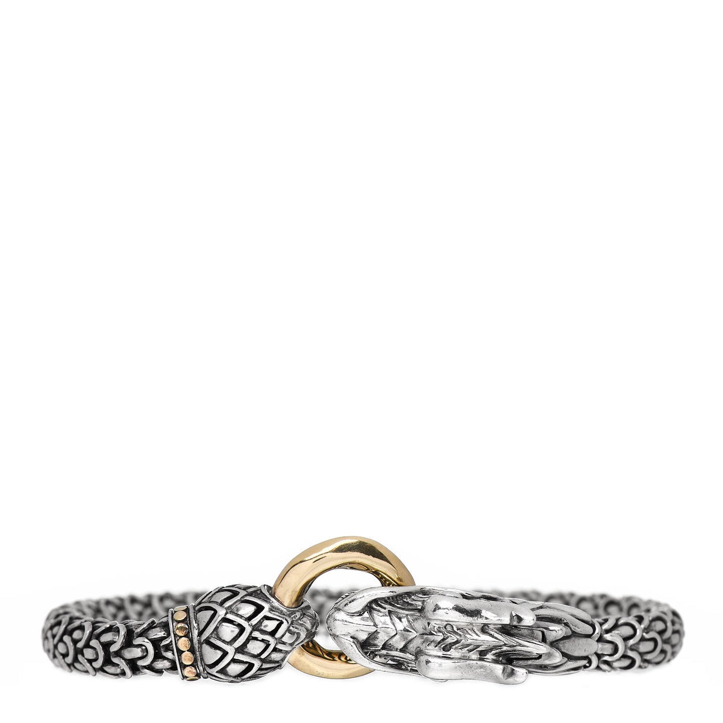 Sterling Silver 18K Yellow Gold 6mm Naga Dragon Bracelet