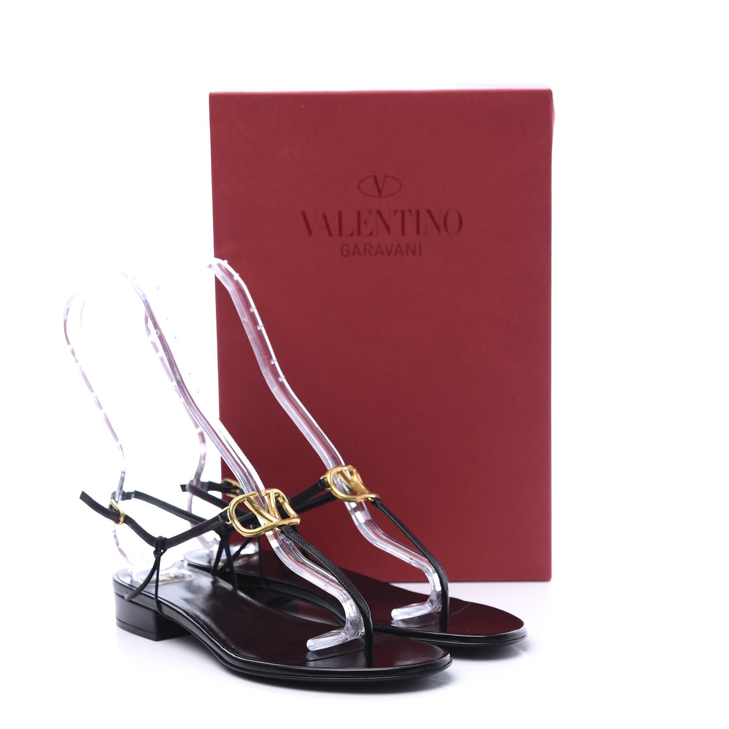 Valentino Garavani Calfskin Vlogo Slingback Low Heel Thong Sandals 37 Black 10 of 10