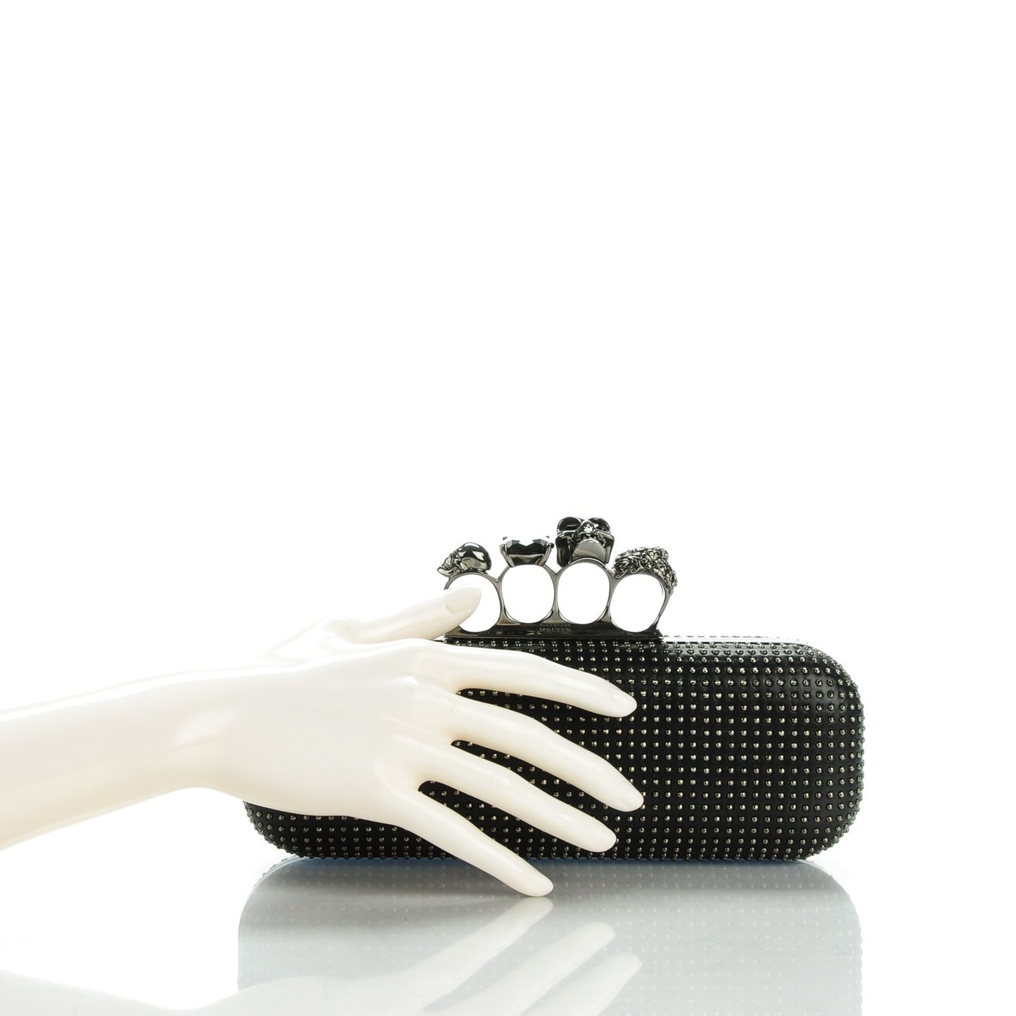 Studded Knucklebox Clutch Black
