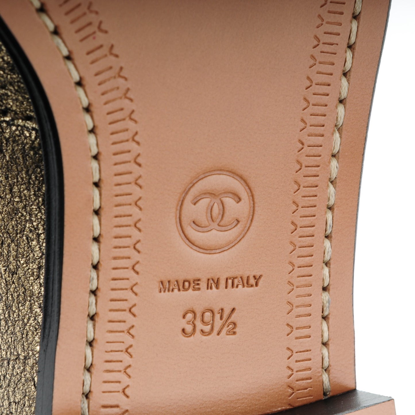 Metallic Calfskin Fantasy Loafers 35 Gold