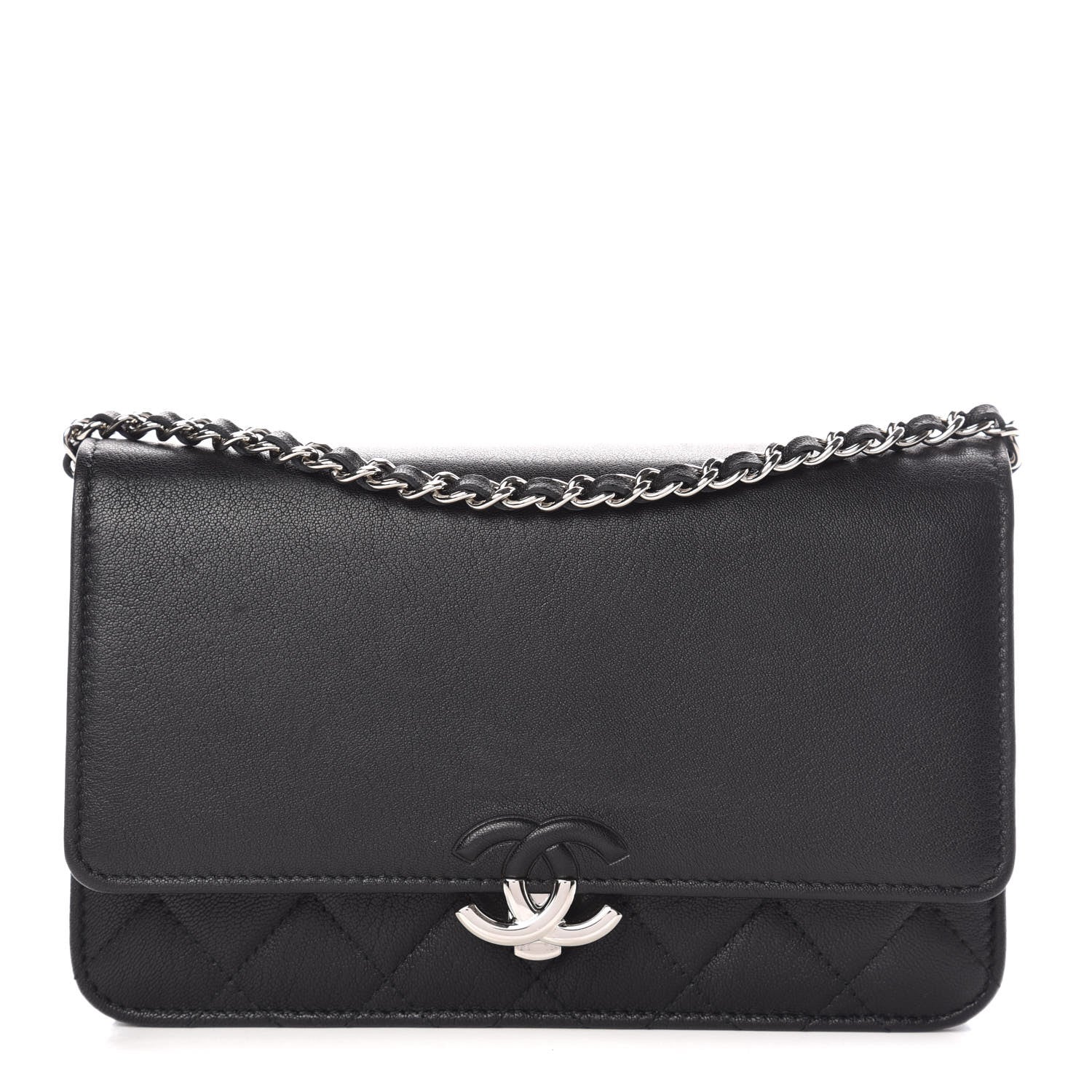 Chanel Lambskin Quilted CC Box Wallet On Chain WOC Black 1 of 11