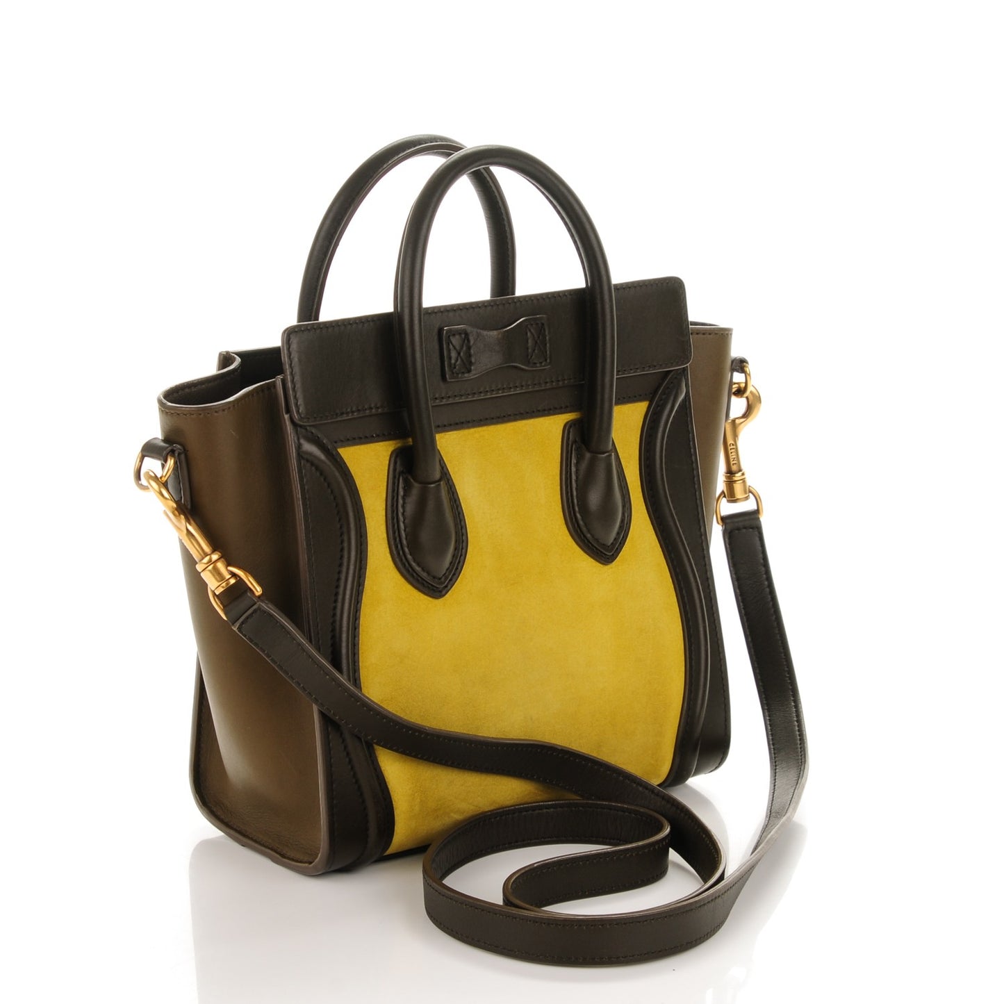 Nubuck Smooth Calfskin Nano Tri-Color Luggage Chartreuse