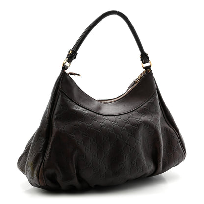 Gucci Guccissima Large D Gold Ring Hobo Chocolate Brown 3 of 12