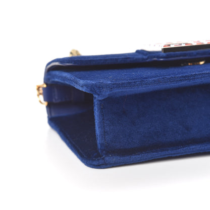 Gucci Velvet Crystal Square G Shoulder Bag Cobalt Blue 8 of 11