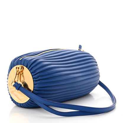 Loewe Lambskin Pleated Bracelet Pouch Shoulder Bag Royal Blue 3 of 9