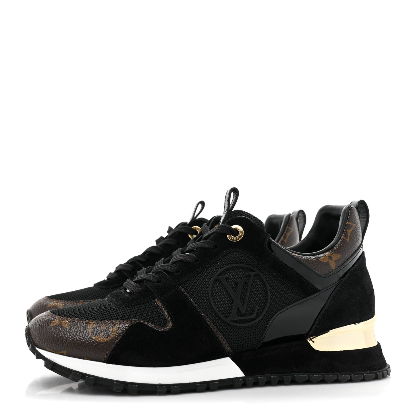 Suede Monogram Run Away Sneakers 38 Black