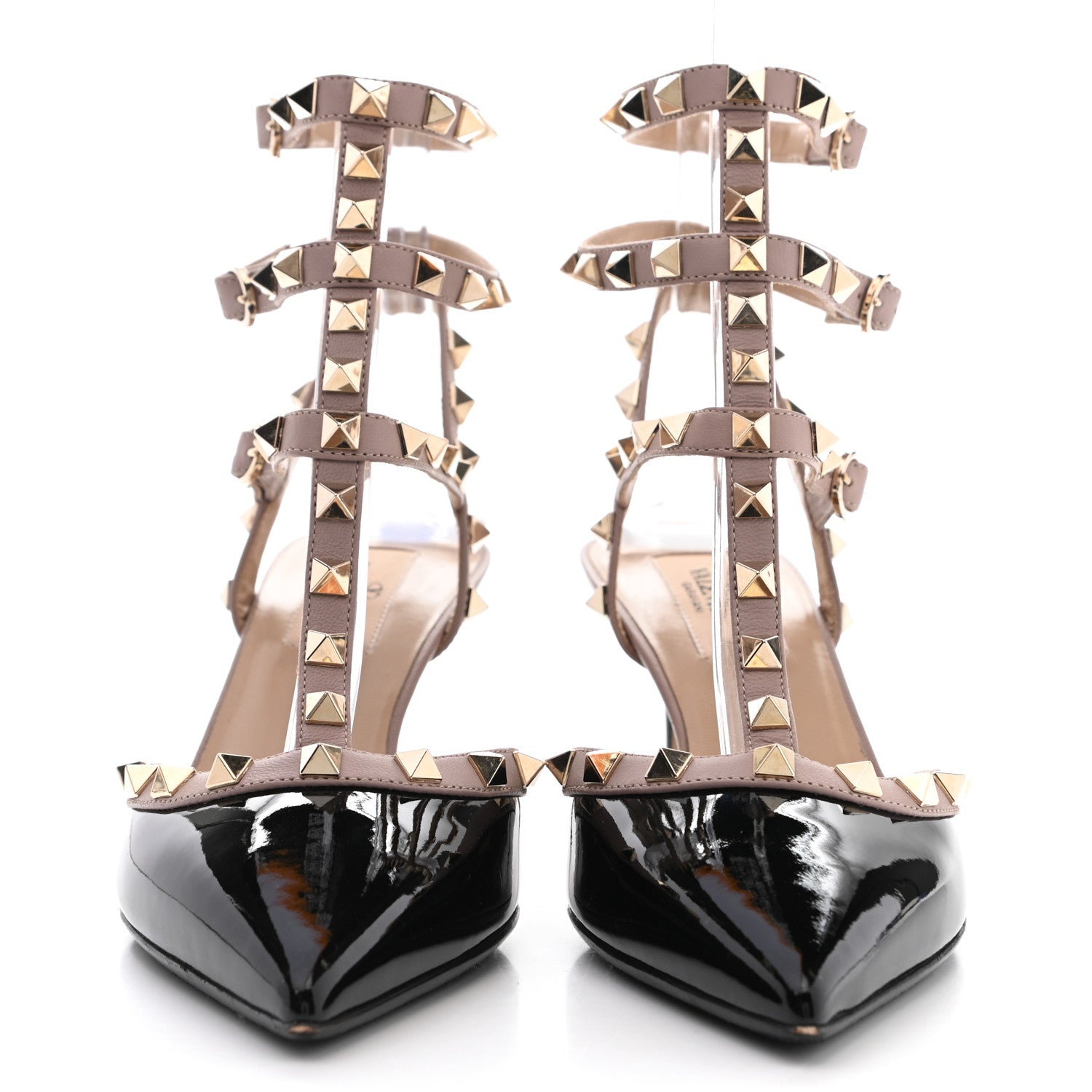 Valentino Garavani Patent Nappa Rockstud Ankle Strap 65mm Pumps 37 Black Poudre 2 of 10