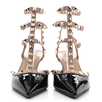 Valentino Garavani Patent Nappa Rockstud Ankle Strap 65mm Pumps 37 Black Poudre 2 of 10