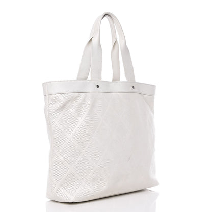 Chanel Goatskin Perforated Large CC Tote White 3 of 29