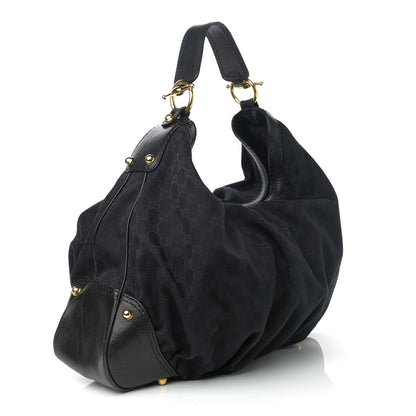 Gucci Monogram Large Jockey Hobo Black 3 of 11