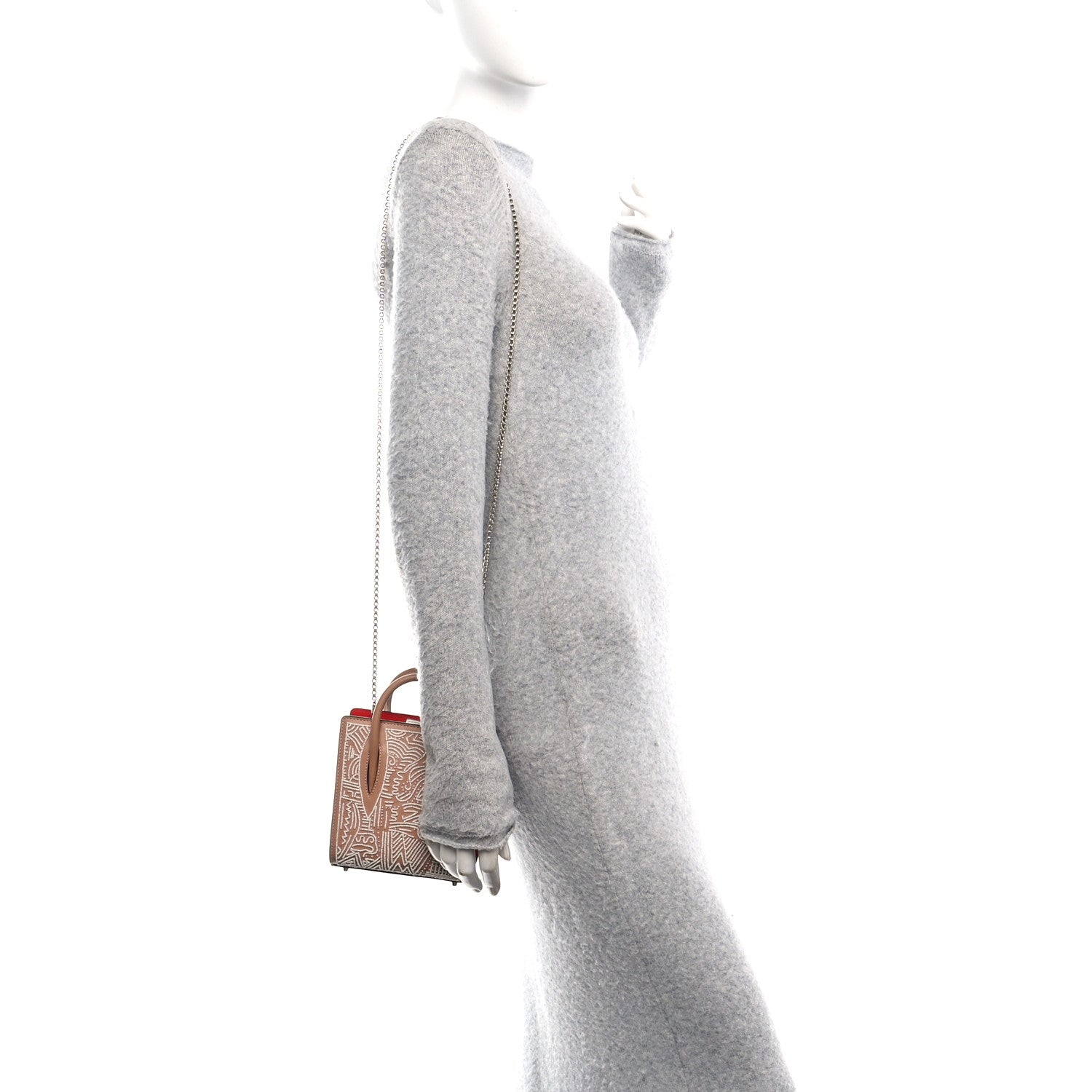 Christian Louboutin Calfskin Beaded Patent Spikes Africamana Nano Paloma Nude Multicolor 2 of 9