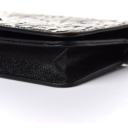 Chanel Caviar Camellia Embossed Wallet On Chain WOC Black 10 of 11