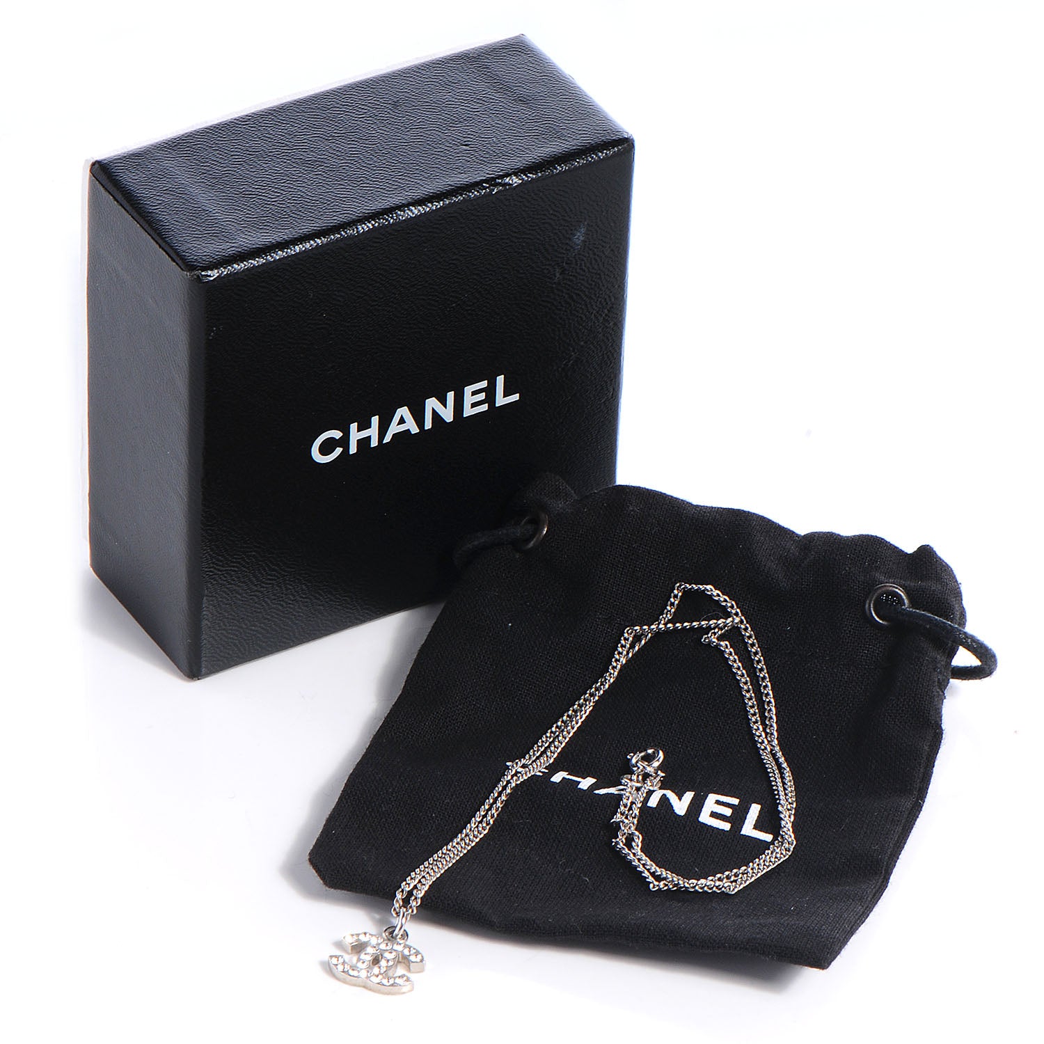 Chanel Crystal CC Necklace Silver 5 of 5
