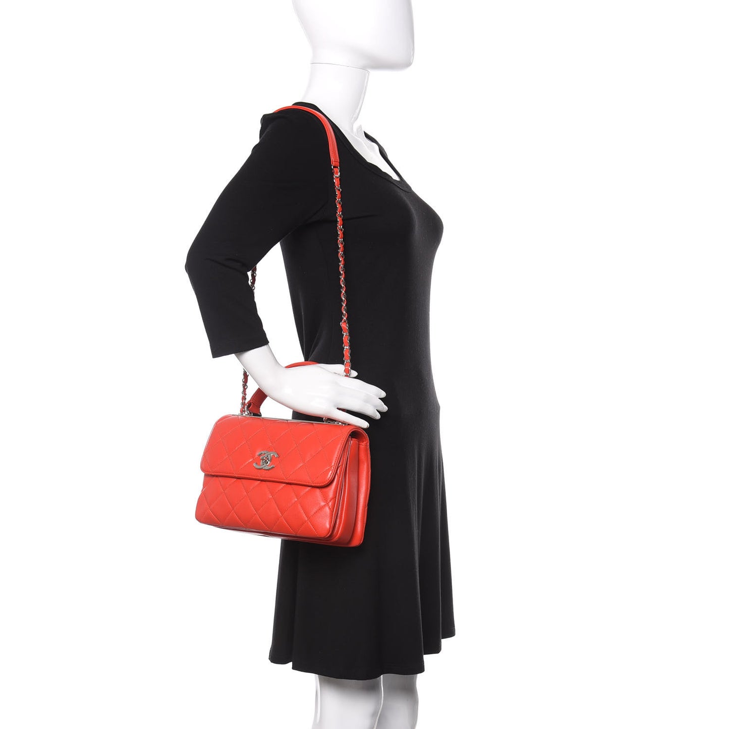 Lambskin Quilted Small Trendy CC Flap Dual Handle Bag Red